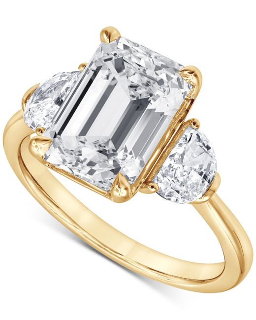 Badgley Mischka Certified Lab Grown Emerald Diamond Three Stone Engagement Ring 4-5/8 ct. t.w. 14k Gold