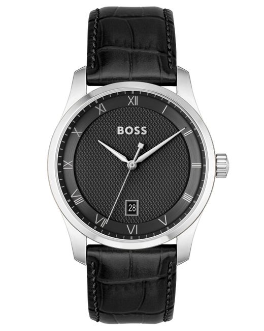 Boss Principle Quartz Basic Calendar Leather Watch 41mm