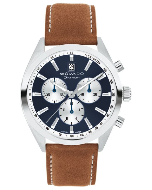 Movado Datron Swiss Quartz Chrono Leather Watch 40mm