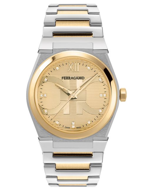 Ferragamo Salvatore Vega Holiday Capsule Swiss Diamond 0.06 ct. t.w. Two-Tone Stainless Steel Bracelet Watch 40mm