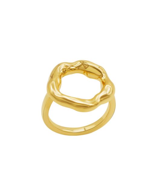 Adornia Tarnish Resistant 14K Plated Open Circle Hammered Ring