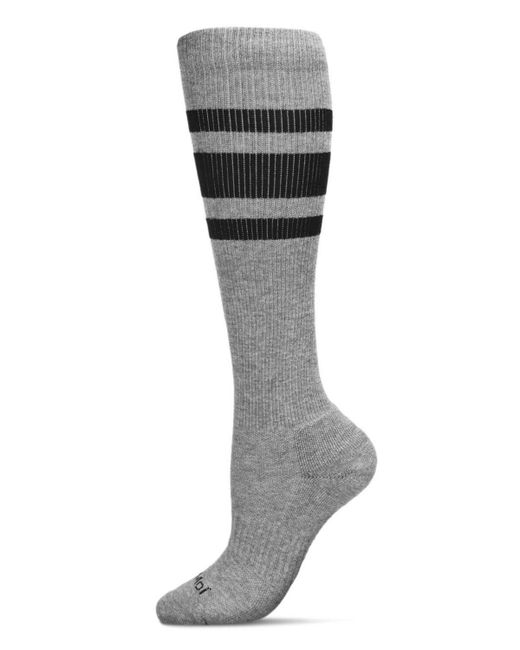 Memoi Striped Athletic Cushion Sole Compression Knee Sock