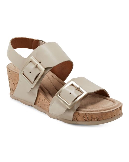 Earth Willa Strappy Casual Mid Cork Wedge Sandals