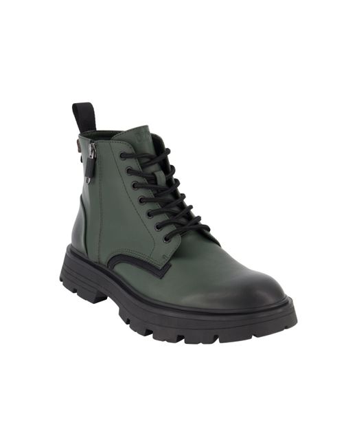 Dkny Side Zip Lace Up Rubber Sole Work Boots
