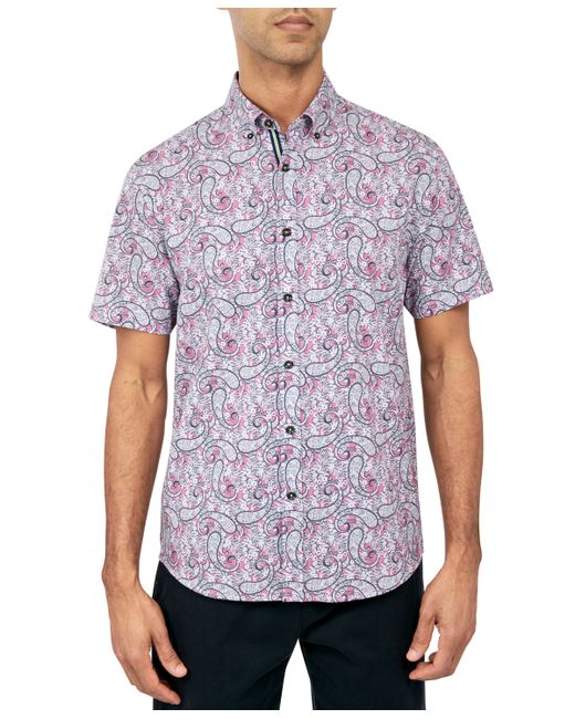 Society Of Threads Regular Fit Non-Iron Performance Stretch Paisley Print Button-Down Shirt