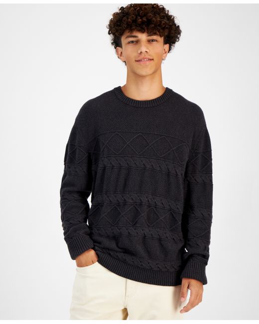 Sun + Stone Cable-Knit Crewneck Sweater Created for