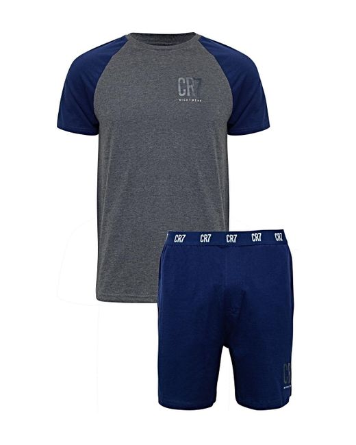 Cr7 Cotton Loungewear Top and Short Set Gray