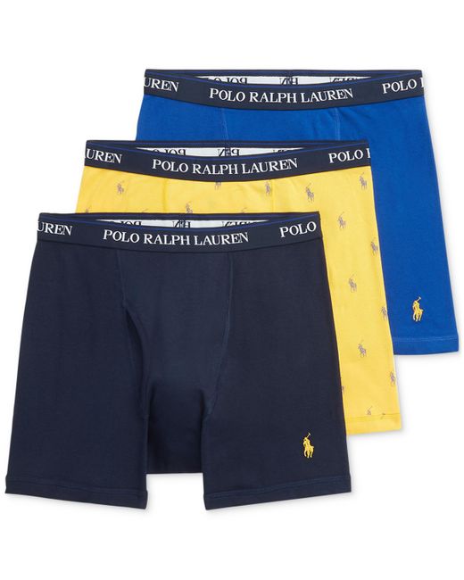 Polo Ralph Lauren 3-Pk. Classic Cotton Boxer Briefs Yellow Aopp Blue