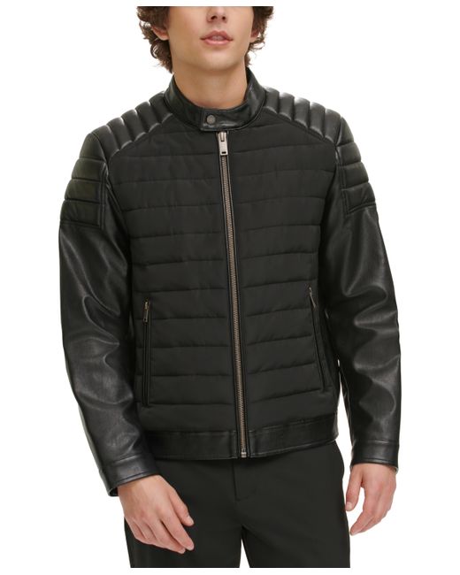 Dkny Mixed Media Quilted Racer Jacket Created for