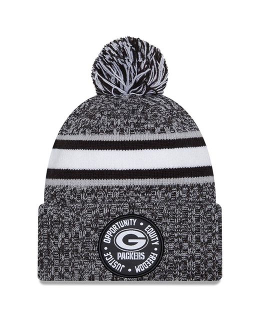 New Era Green Bay Packers 2023 Inspire Change Cuffed Knit Hat With Pom