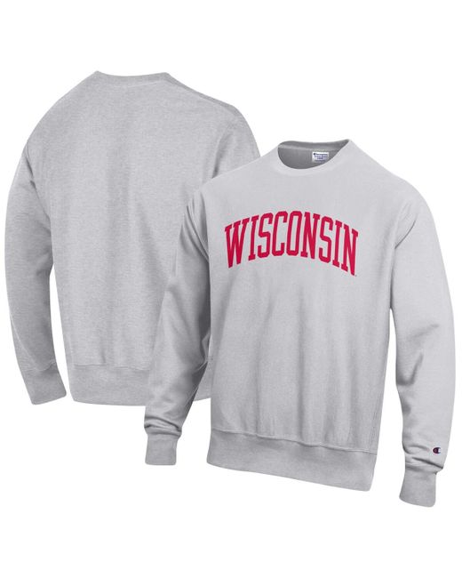 Champion Wisconsin Badgers Big and Tall Reverse Weave Fleece Crewneck Pullover Sweatshirt