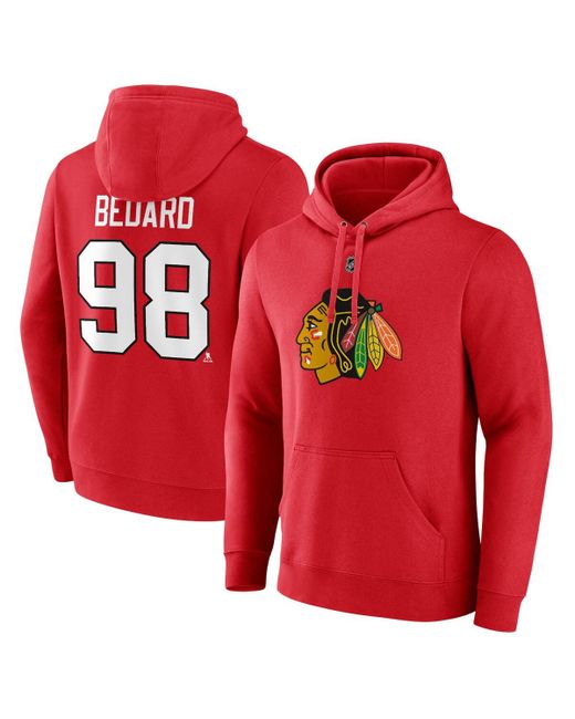 Fanatics Connor Bedard Chicago Blackhawks Authentic Stack Name and Number Tri-Blend Pullover Hoodie