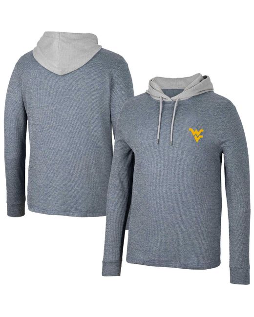 Colosseum West Virginia Mountaineers Ballot Waffle-Knit Thermal Long Sleeve Hoodie T-shirt