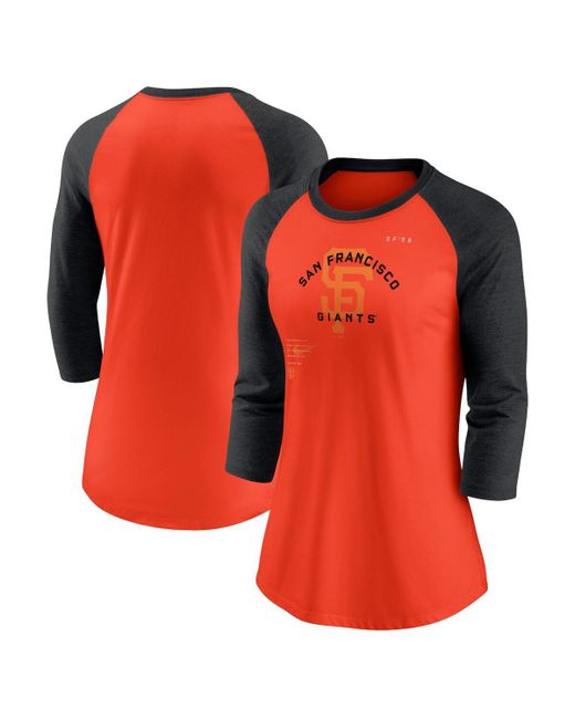 Nike Black San Francisco Giants Next Up Tri-Blend Raglan 3/4-Sleeve T-shirt
