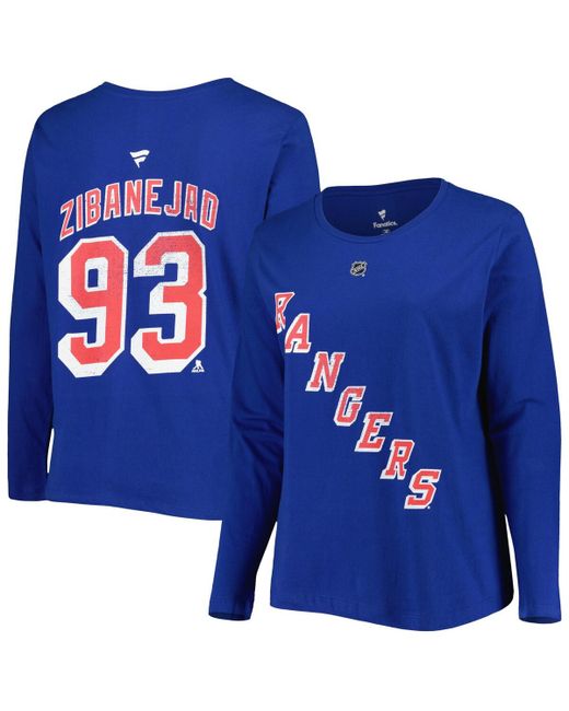 Profile Mika Zibanejad New York Rangers Plus Name and Number Long Sleeve T-shirt