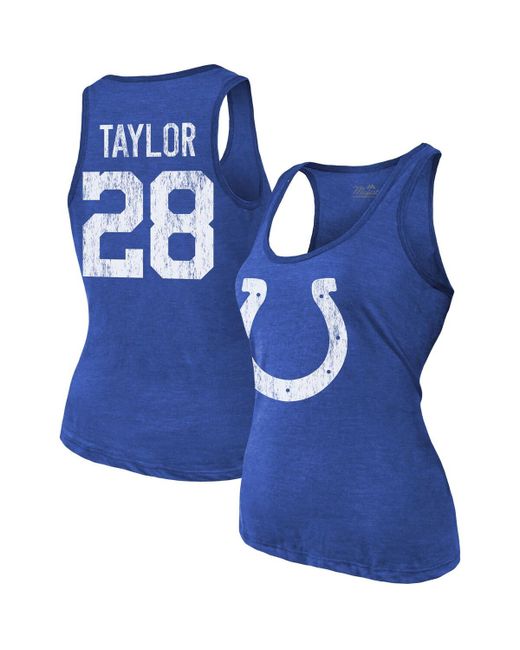 Majestic Threads Jonathan Taylor Indianapolis Colts Player Name and Number Tri-Blend Tank Top