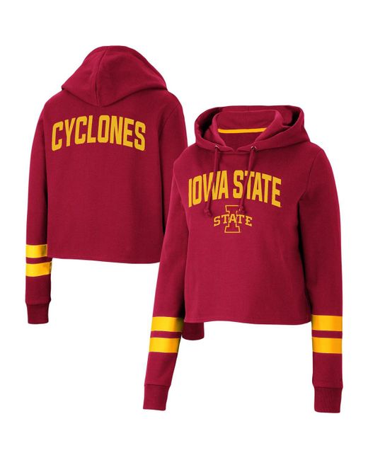 Colosseum Iowa State Cyclones Throwback Stripe Cropped Pullover Hoodie