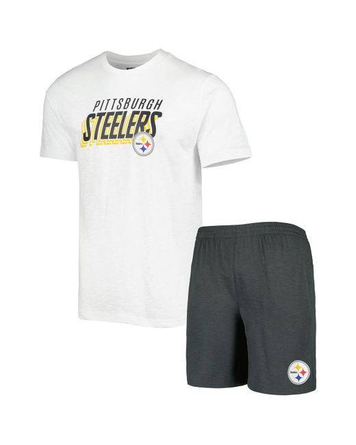 Concepts Sport White Pittsburgh Steelers Downfield T-shirt Shorts Sleep Set