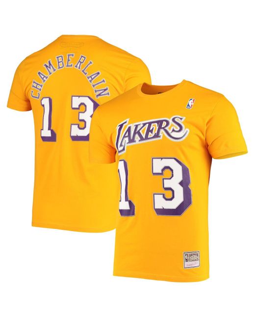 Mitchell & Ness Wilt Chamberlain Los Angeles Lakers Hardwood Classics Stitch Name and Number T-shirt