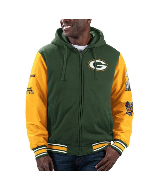 G-iii Sports By Carl Banks Gold Bay Packers Player Option Full-Zip Hoodie Jacket