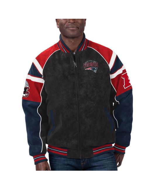 G-iii Sports By Carl Banks New England Patriots Faux Suede Raglan Full-Zip Varsity Jacket