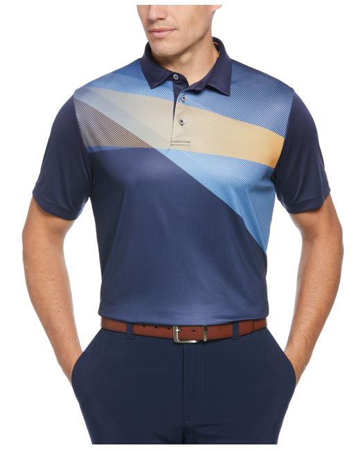 PGA Tour Athletic Fit Shadow Asymmetric Print Short Sleeve Golf Polo Shirt