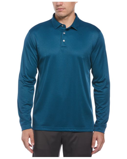 PGA Tour Mini Jacquard Long Sleeve Golf Polo Shirt