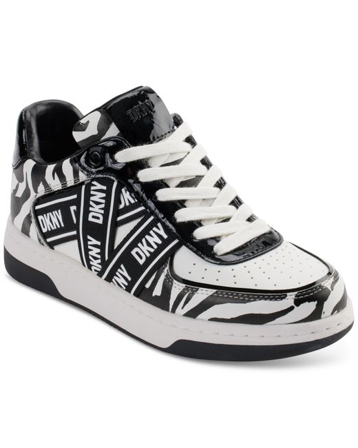 Dkny Olicia Lace-Up Logo-Strap Sneakers Black Zebra