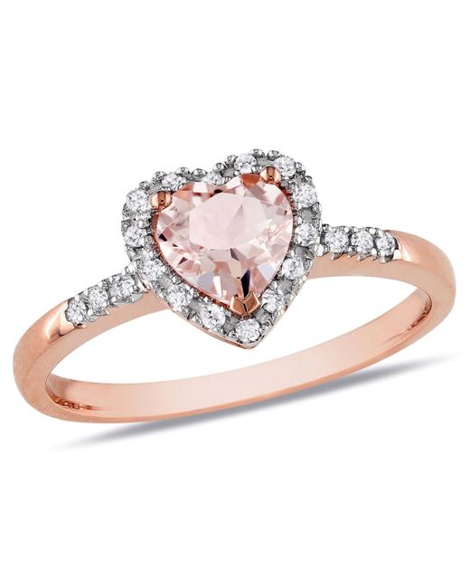 Macy's Morganite and Diamond Halo Heart Ring