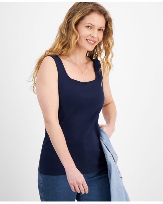 Style & Co Cotton Square-Neck Tank Top Created for