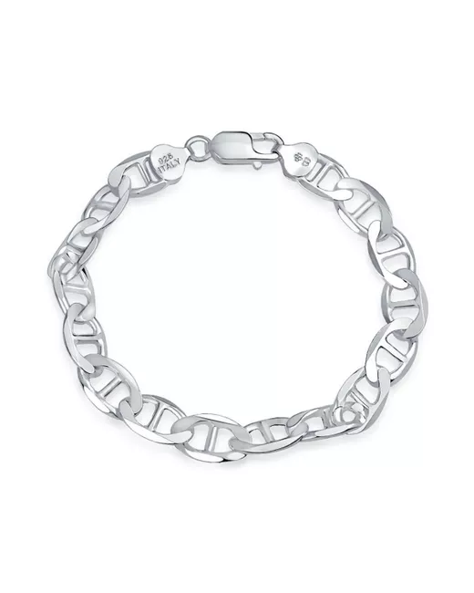Bling Jewelry Thick Heavy Solid 925 Sterling 9MM Marine Anchor Mariner Chain Link Bracelet For 9 Inch