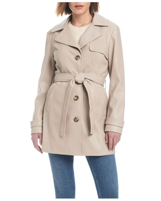 Sanctuary Faux Leather Single-Breasted Fitted Trench Coat