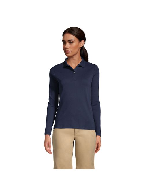 Lands' End School Uniform Long Sleeve Feminine Fit Interlock Polo Shirt