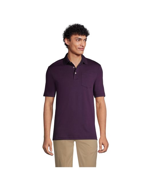 Lands' End Tall Short Sleeve Super Soft Supima Polo Shirt with Pocket