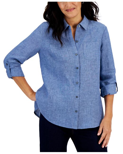 Charter Club Petite 100 Button-Front Shirt Created for