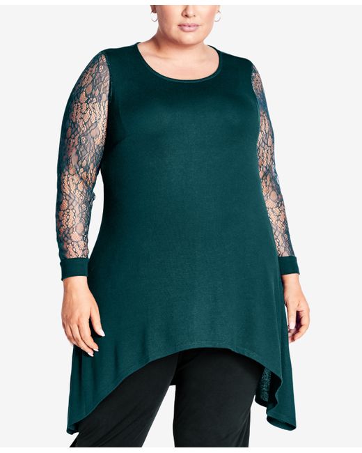 Avenue Plus Lacey Sleeve Tunic Top