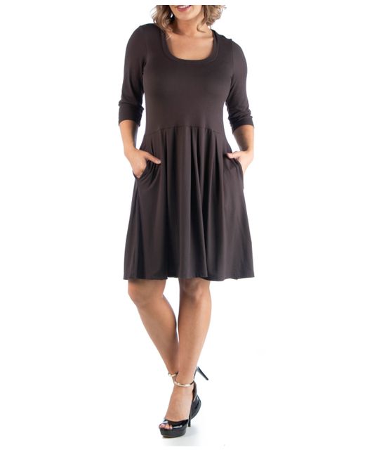 24seven Comfort Apparel Plus Fit and Flare Dress
