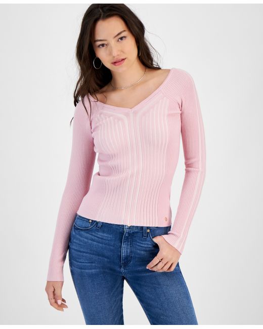Guess Allie V-Neck Ribbed Sweater