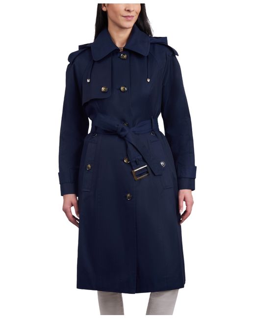 London Fog Belted Hooded Water-Resistant Trench Coat