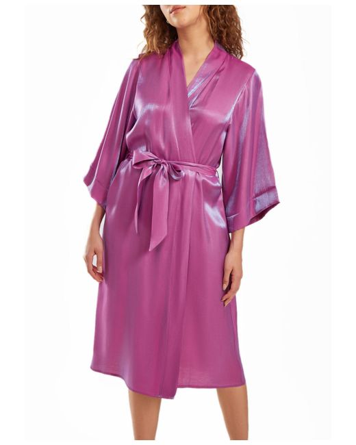 iCollection Skyler Irredesant Robe with Self Tie Sash and inner Ties