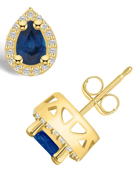 Macy's Sapphire 1 Ct. t.w. and Diamond 1/6 Halo Stud Earrings