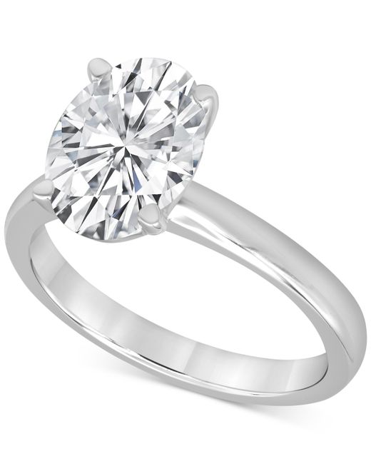 Badgley Mischka Certified Lab Grown Diamond Oval-Cut Solitaire Engagement Ring 3 ct. t.w. 14k Gold