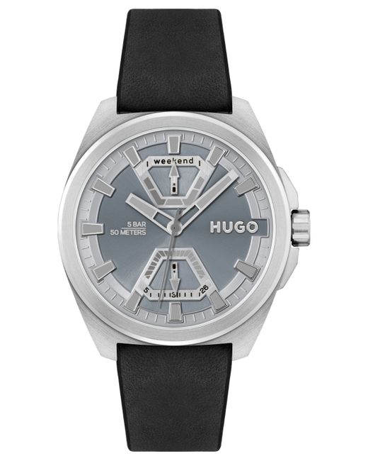Hugo Boss Expose Black Leather Strap Watch 44mm