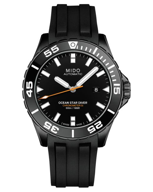 Mido Swiss Automatic Chronometer Ocean Star Diver 600 Rubber Strap Watch 43.5mm