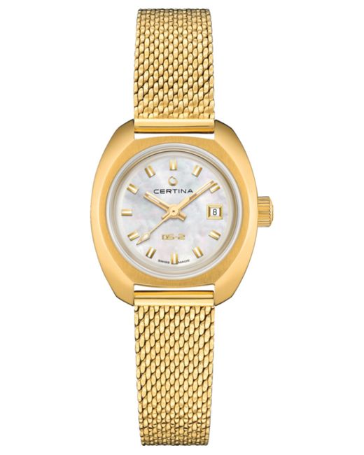 Certina Swiss Automatic Ds-2 Lady Gold Pvd Stainless Steel Mesh Bracelet Watch 28mm