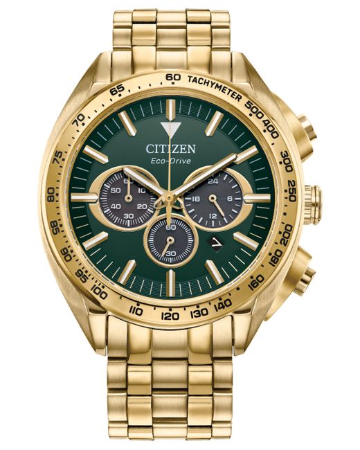 Citizen Eco-Drive Chronograph Sport Luxury Gold-Tone Stainless Steel Bracelet Watch 43mm
