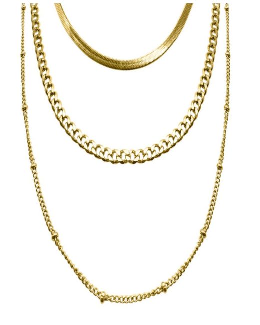 Adornia 18-21 Adjustable Plated Triple Layered Chain Necklace