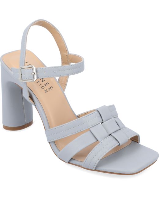 Journee Collection Square Toe Buckle Sandals