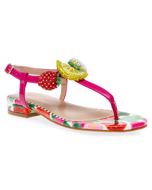 Betsey Johnson Aniston Printed T-Thong Flat Sandals