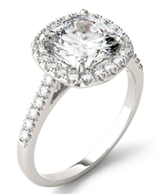 Charles & Colvard Moissanite Cushion Halo Ring 2-7/8 ct. tw. Diamond Equivalent 14k